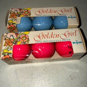 Golden Girl Golf Balls 2 Boxes of 3-Pack Ram Golf USA Neon Pink Blue 6 TTL Balls